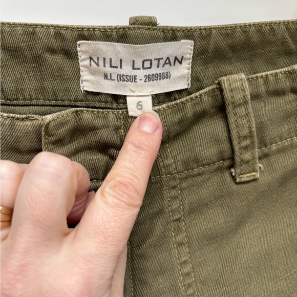 Nili Lotan Luna Pants, Olive Green with Stripe - Picture 11 of 11